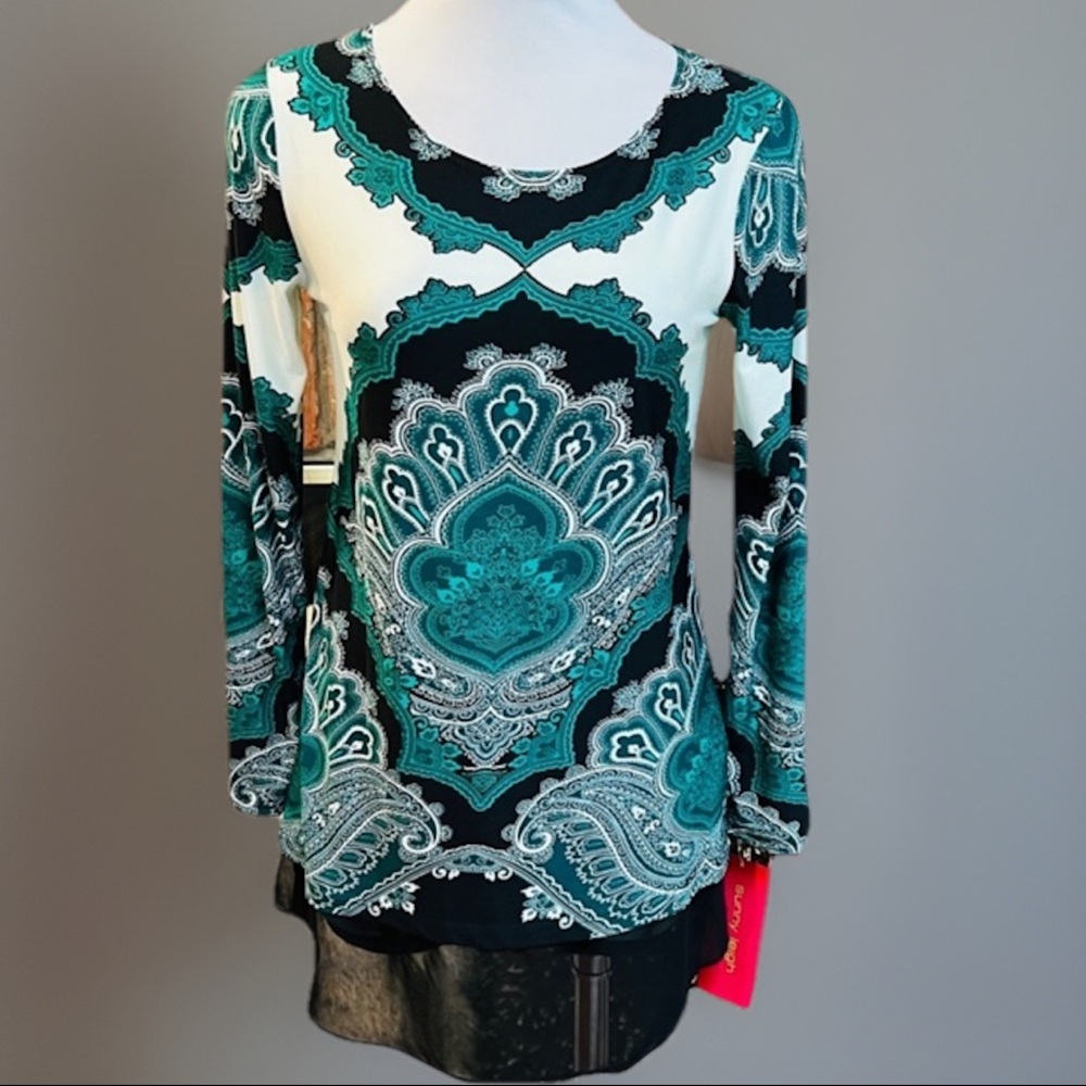 SUNNY LEIGH Paisley Shirt Dress sz xs